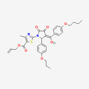 molecular formula C32H34N2O7S B12017631 Allyl 2-(3-(4-butoxybenzoyl)-4-hydroxy-5-oxo-2-(4-propoxyphenyl)-2,5-dihydro-1H-pyrrol-1-yl)-4-methylthiazole-5-carboxylate CAS No. 609796-61-4