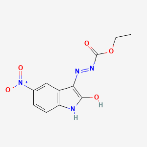 molecular formula C11H10N4O5 B12017678 ethyl (2E)-2-(5-nitro-2-oxo-1,2-dihydro-3H-indol-3-ylidene)hydrazinecarboxylate 