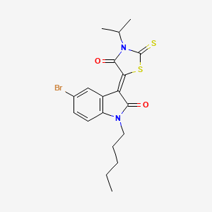 molecular formula C19H21BrN2O2S2 B12017706 (3Z)-5-bromo-3-(3-isopropyl-4-oxo-2-thioxo-1,3-thiazolidin-5-ylidene)-1-pentyl-1,3-dihydro-2H-indol-2-one 
