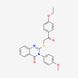molecular formula C25H22N2O4S B12017778 2-((2-(4-Ethoxyphenyl)-2-oxoethyl)thio)-3-(4-methoxyphenyl)quinazolin-4(3H)-one CAS No. 763106-71-4
