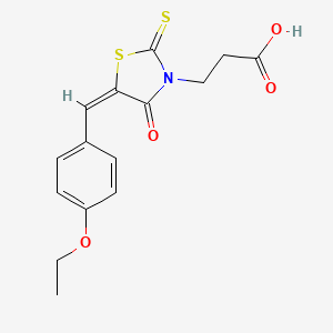 molecular formula C15H15NO4S2 B12017779 3-{5-[(4-Ethoxyphenyl)methylidene]-4-oxo-2-sulfanylidene-1,3-thiazolidin-3-YL}propanoic acid 