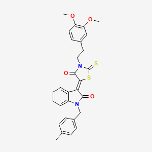 molecular formula C29H26N2O4S2 B12017780 (3Z)-3-{3-[2-(3,4-dimethoxyphenyl)ethyl]-4-oxo-2-thioxo-1,3-thiazolidin-5-ylidene}-1-(4-methylbenzyl)-1,3-dihydro-2H-indol-2-one CAS No. 617694-94-7
