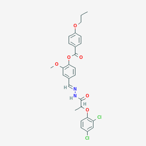 molecular formula C27H26Cl2N2O6 B12017803 [4-[(E)-[2-(2,4-dichlorophenoxy)propanoylhydrazinylidene]methyl]-2-methoxyphenyl] 4-propoxybenzoate 