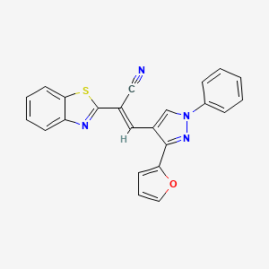 molecular formula C23H14N4OS B12017877 2-(1,3-Benzothiazol-2-YL)-3-(3-(2-furyl)-1-phenyl-1H-pyrazol-4-YL)acrylonitrile 