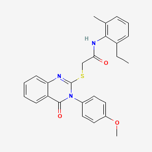 molecular formula C26H25N3O3S B12017911 N-(2-ethyl-6-methylphenyl)-2-{[3-(4-methoxyphenyl)-4-oxo-3,4-dihydroquinazolin-2-yl]sulfanyl}acetamide 
