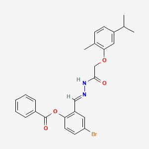 molecular formula C26H25BrN2O4 B12017937 4-BR-2-(2-((5-Isopropyl-2-methylphenoxy)acetyl)carbohydrazonoyl)phenyl benzoate CAS No. 767339-04-8