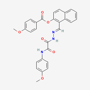 molecular formula C28H23N3O6 B12017953 1-((2-(2-((4-Methoxyphenyl)amino)-2-oxoacetyl)hydrazono)methyl)naphthalen-2-yl 4-methoxybenzoate CAS No. 769148-84-7