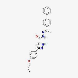 molecular formula C27H26N4O2 B12017997 N'-[(1E)-1-(biphenyl-4-yl)ethylidene]-3-(4-propoxyphenyl)-1H-pyrazole-5-carbohydrazide 