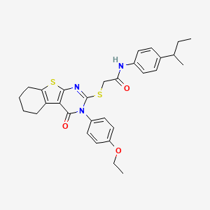 molecular formula C30H33N3O3S2 B12018005 N-(4-Sec-butylphenyl)-2-{[3-(4-ethoxyphenyl)-4-oxo-3,4,5,6,7,8-hexahydro[1]benzothieno[2,3-D]pyrimidin-2-YL]sulfanyl}acetamide CAS No. 618432-34-1