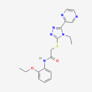 molecular formula C18H20N6O2S B12018012 N-(2-Ethoxyphenyl)-2-((4-ethyl-5-(pyrazin-2-yl)-4H-1,2,4-triazol-3-yl)thio)acetamide CAS No. 618427-36-4