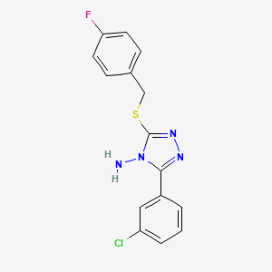 molecular formula C15H12ClFN4S B12018045 3-(3-chlorophenyl)-5-[(4-fluorobenzyl)sulfanyl]-4H-1,2,4-triazol-4-amine CAS No. 676442-23-2