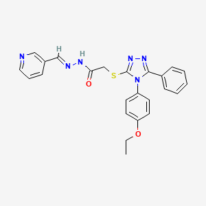 molecular formula C24H22N6O2S B12018052 2-{[4-(4-ethoxyphenyl)-5-phenyl-4H-1,2,4-triazol-3-yl]sulfanyl}-N'-[(E)-pyridin-3-ylmethylidene]acetohydrazide 