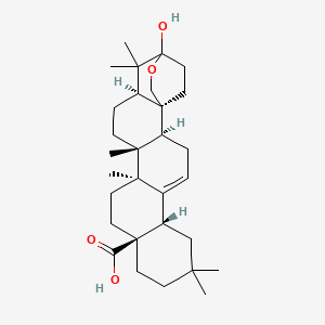 molecular formula C30H46O4 B1201806 (1S,2S,6S,11S,14S,15R,18R)-20-hydroxy-8,8,14,15,19,19-hexamethyl-21-oxahexacyclo[18.2.2.01,18.02,15.05,14.06,11]tetracos-4-ene-11-carboxylic acid 