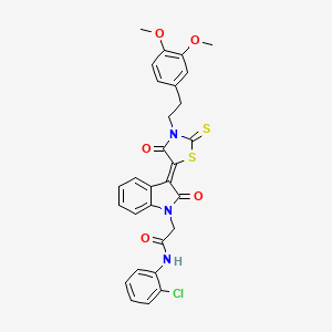 molecular formula C29H24ClN3O5S2 B12018060 N-(2-chlorophenyl)-2-[(3Z)-3-[3-[2-(3,4-dimethoxyphenyl)ethyl]-4-oxo-2-sulfanylidene-1,3-thiazolidin-5-ylidene]-2-oxoindol-1-yl]acetamide 
