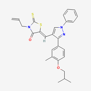 molecular formula C27H27N3O2S2 B12018092 (5Z)-3-Allyl-5-{[3-(4-isobutoxy-3-methylphenyl)-1-phenyl-1H-pyrazol-4-YL]methylene}-2-thioxo-1,3-thiazolidin-4-one 