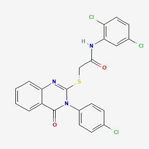 molecular formula C22H14Cl3N3O2S B12018102 2-{[3-(4-chlorophenyl)-4-oxo-3,4-dihydroquinazolin-2-yl]sulfanyl}-N-(2,5-dichlorophenyl)acetamide 