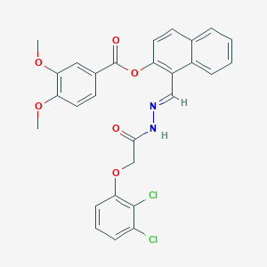 molecular formula C28H22Cl2N2O6 B12018105 1-(2-((2,3-Dichlorophenoxy)AC)carbohydrazonoyl)-2-naphthyl 3,4-dimethoxybenzoate CAS No. 769151-33-9