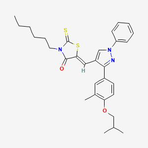 molecular formula C30H35N3O2S2 B12018128 (5Z)-3-Hexyl-5-{[3-(4-isobutoxy-3-methylphenyl)-1-phenyl-1H-pyrazol-4-YL]methylene}-2-thioxo-1,3-thiazolidin-4-one CAS No. 623934-91-8