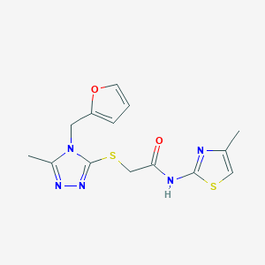 molecular formula C14H15N5O2S2 B1201813 2-[[4-(2-furanylmethyl)-5-methyl-1,2,4-triazol-3-yl]thio]-N-(4-methyl-2-thiazolyl)acetamide 