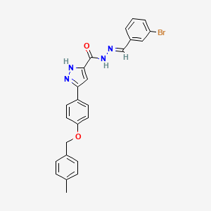 molecular formula C25H21BrN4O2 B12018137 N'-(3-Bromobenzylidene)-3-(4-((4-ME-benzyl)oxy)PH)-1H-pyrazole-5-carbohydrazide CAS No. 634896-51-8