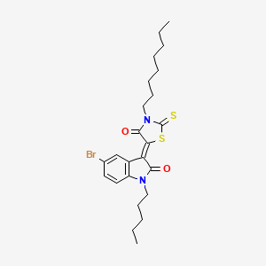 molecular formula C24H31BrN2O2S2 B12018160 (3Z)-5-bromo-3-(3-octyl-4-oxo-2-thioxo-1,3-thiazolidin-5-ylidene)-1-pentyl-1,3-dihydro-2H-indol-2-one 