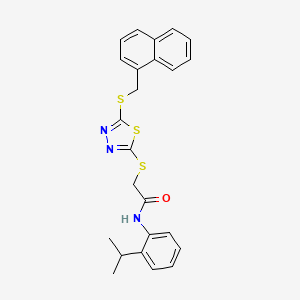 molecular formula C24H23N3OS3 B12018161 N-(2-Isopropylphenyl)-2-((5-((naphthalen-1-ylmethyl)thio)-1,3,4-thiadiazol-2-yl)thio)acetamide CAS No. 618880-45-8