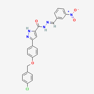 molecular formula C24H18ClN5O4 B12018165 3-{4-[(4-chlorobenzyl)oxy]phenyl}-N'-[(E)-(3-nitrophenyl)methylidene]-1H-pyrazole-5-carbohydrazide CAS No. 634896-21-2