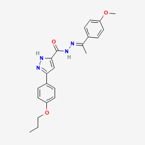 molecular formula C22H24N4O3 B12018228 N'-(1-(4-Methoxyphenyl)ethylidene)-5-(4-propoxyphenyl)-1H-pyrazole-3-carbohydrazide CAS No. 634894-58-9