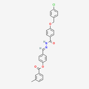 molecular formula C29H23ClN2O4 B12018239 4-(2-(4-((4-Chlorobenzyl)oxy)benzoyl)carbohydrazonoyl)phenyl 3-methylbenzoate CAS No. 332146-99-3