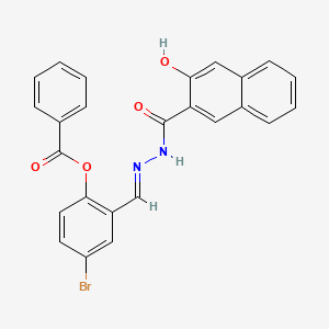 molecular formula C25H17BrN2O4 B12018253 4-Bromo-2-(2-(3-hydroxy-2-naphthoyl)carbohydrazonoyl)phenyl benzoate CAS No. 767310-46-3