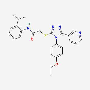 molecular formula C26H27N5O2S B12018255 2-{[4-(4-ethoxyphenyl)-5-(pyridin-3-yl)-4H-1,2,4-triazol-3-yl]sulfanyl}-N-[2-(propan-2-yl)phenyl]acetamide 