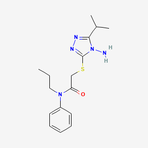 molecular formula C16H23N5OS B12018275 2-((4-Amino-5-isopropyl-4H-1,2,4-triazol-3-yl)thio)-N-phenyl-N-propylacetamide CAS No. 618441-38-6