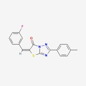 molecular formula C18H12FN3OS B12018289 (5E)-5-(3-fluorobenzylidene)-2-(4-methylphenyl)[1,3]thiazolo[3,2-b][1,2,4]triazol-6(5H)-one CAS No. 606955-25-3