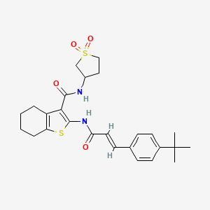 molecular formula C26H32N2O4S2 B12018316 2-{[(2E)-3-(4-tert-butylphenyl)prop-2-enoyl]amino}-N-(1,1-dioxidotetrahydrothiophen-3-yl)-4,5,6,7-tetrahydro-1-benzothiophene-3-carboxamide 