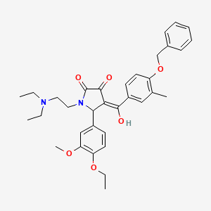 molecular formula C34H40N2O6 B12018393 4-{[4-(benzyloxy)-3-methylphenyl]carbonyl}-1-[2-(diethylamino)ethyl]-5-(4-ethoxy-3-methoxyphenyl)-3-hydroxy-1,5-dihydro-2H-pyrrol-2-one 