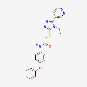 molecular formula C23H21N5O2S B12018396 2-{[4-ethyl-5-(pyridin-3-yl)-4H-1,2,4-triazol-3-yl]sulfanyl}-N-(4-phenoxyphenyl)acetamide CAS No. 573972-93-7