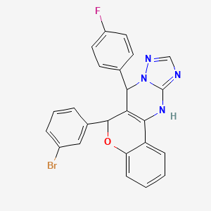 molecular formula C24H16BrFN4O B12018428 6-(3-bromophenyl)-7-(4-fluorophenyl)-7,12-dihydro-6H-chromeno[4,3-d][1,2,4]triazolo[1,5-a]pyrimidine 