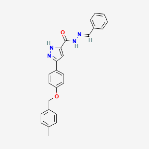 molecular formula C25H22N4O2 B12018434 N'-Benzylidene-3-(4-((4-methylbenzyl)oxy)phenyl)-1H-pyrazole-5-carbohydrazide CAS No. 634896-63-2