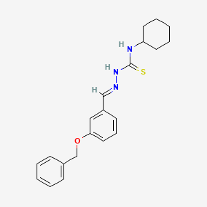 molecular formula C21H25N3OS B12018443 1-cyclohexyl-3-[(E)-(3-phenylmethoxyphenyl)methylideneamino]thiourea 