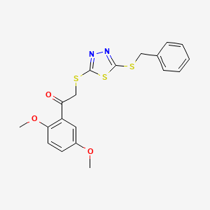 molecular formula C19H18N2O3S3 B12018477 2-((5-(Benzylthio)-1,3,4-thiadiazol-2-yl)thio)-1-(2,5-dimethoxyphenyl)ethanone CAS No. 618432-02-3