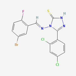 molecular formula C15H8BrCl2FN4S B12018489 4-{[(E)-(5-bromo-2-fluorophenyl)methylidene]amino}-5-(2,4-dichlorophenyl)-4H-1,2,4-triazole-3-thiol 