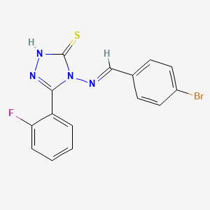 molecular formula C15H10BrFN4S B12018529 4-((4-Bromobenzylidene)amino)-3-(2-fluorophenyl)-1H-1,2,4-triazole-5(4H)-thione CAS No. 573973-61-2