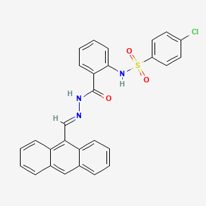 molecular formula C28H20ClN3O3S B12018556 N-[(E)-anthracen-9-ylmethylideneamino]-2-[(4-chlorophenyl)sulfonylamino]benzamide 