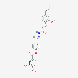 molecular formula C28H28N2O7 B12018568 4-(2-((4-Allyl-2-methoxyphenoxy)AC)carbohydrazonoyl)phenyl 3,4-dimethoxybenzoate CAS No. 769142-01-0