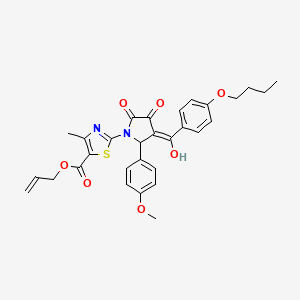 molecular formula C30H30N2O7S B12018623 Allyl 2-[3-(4-butoxybenzoyl)-4-hydroxy-2-(4-methoxyphenyl)-5-oxo-2,5-dihydro-1H-pyrrol-1-YL]-4-methyl-1,3-thiazole-5-carboxylate CAS No. 609796-69-2