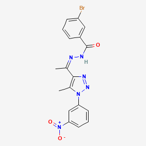 molecular formula C18H15BrN6O3 B12018672 3-bromo-N'-{(Z)-1-[5-methyl-1-(3-nitrophenyl)-1H-1,2,3-triazol-4-yl]ethylidene}benzohydrazide CAS No. 624725-52-6