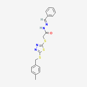 molecular formula C19H18N4OS3 B12018677 2-({5-[(4-methylbenzyl)sulfanyl]-1,3,4-thiadiazol-2-yl}sulfanyl)-N'-[(E)-phenylmethylidene]acetohydrazide CAS No. 489443-98-3