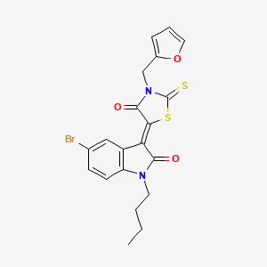 molecular formula C20H17BrN2O3S2 B12018881 5-(5-Bromo-1-butyl-2-oxoindolin-3-ylidene)-3-(furan-2-ylmethyl)-2-thioxothiazolidin-4-one CAS No. 618077-73-9