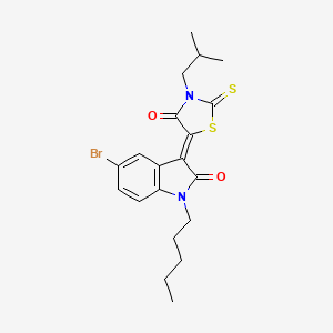 molecular formula C20H23BrN2O2S2 B12018943 5-(5-Bromo-2-oxo-1-pentylindolin-3-ylidene)-3-isobutyl-2-thioxothiazolidin-4-one CAS No. 618073-52-2