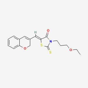 molecular formula C18H19NO3S2 B12018997 5-(2H-Chromen-3-ylmethylene)-3-(3-ethoxypropyl)-2-thioxo-1,3-thiazolidin-4-one CAS No. 618074-86-5